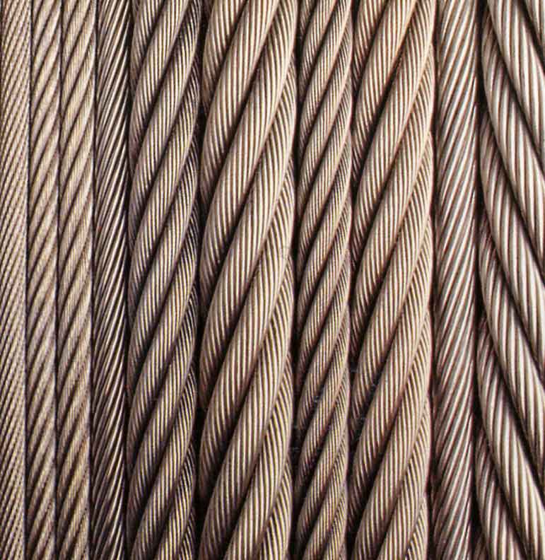 Cordeones bobinados de cable de acero