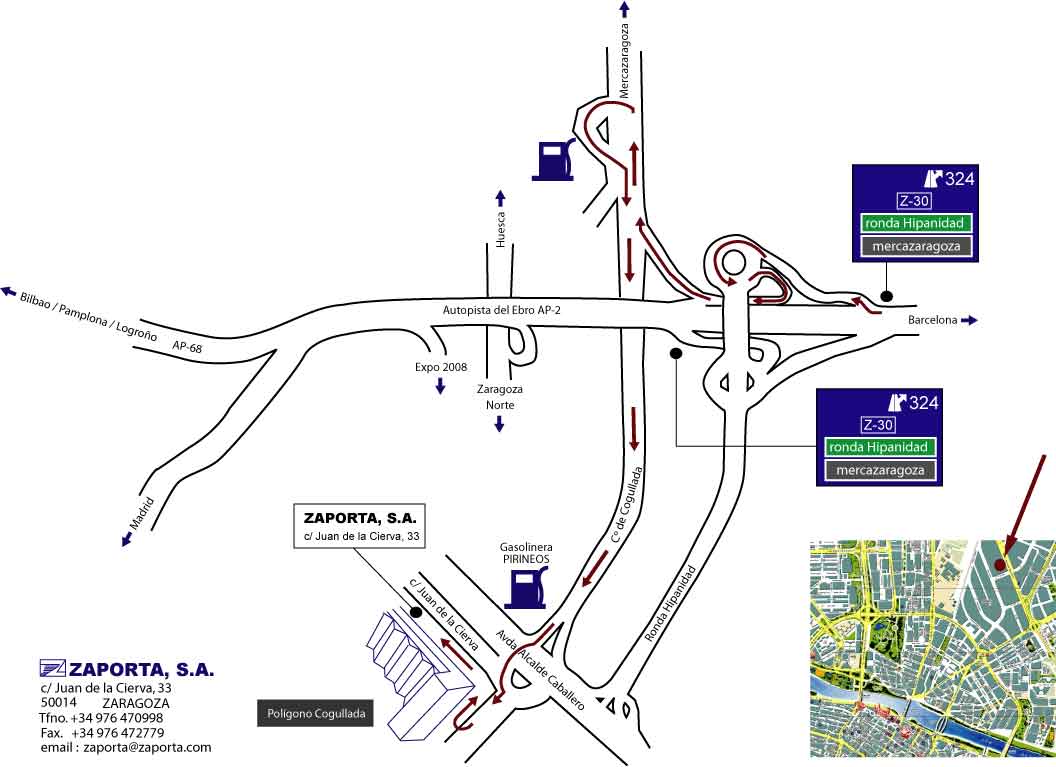 Acceso a ZAPORTA desde dirección Barcelona